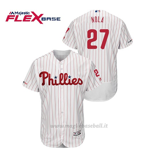 Maglia Baseball Uomo Philadelphia Phillies Aaron Nola 150th Aniversario Patch Flex Base Bianco